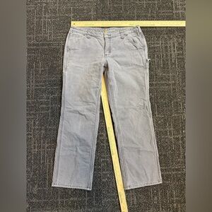 Carhartt Lined Jeans Womens 14 Grey Canvas Lined Carpenter Workwear Trousers